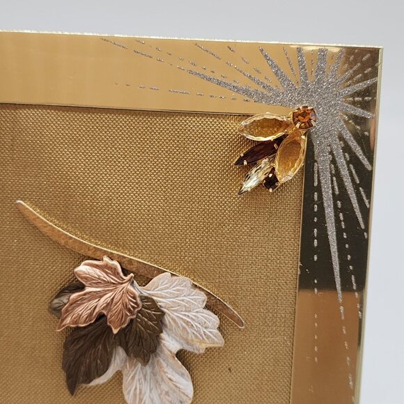 Gold Tone Sparkle Frame With Leaf Embellishments & Rhinestone Accents For 4x6 - Picture 2 of 15